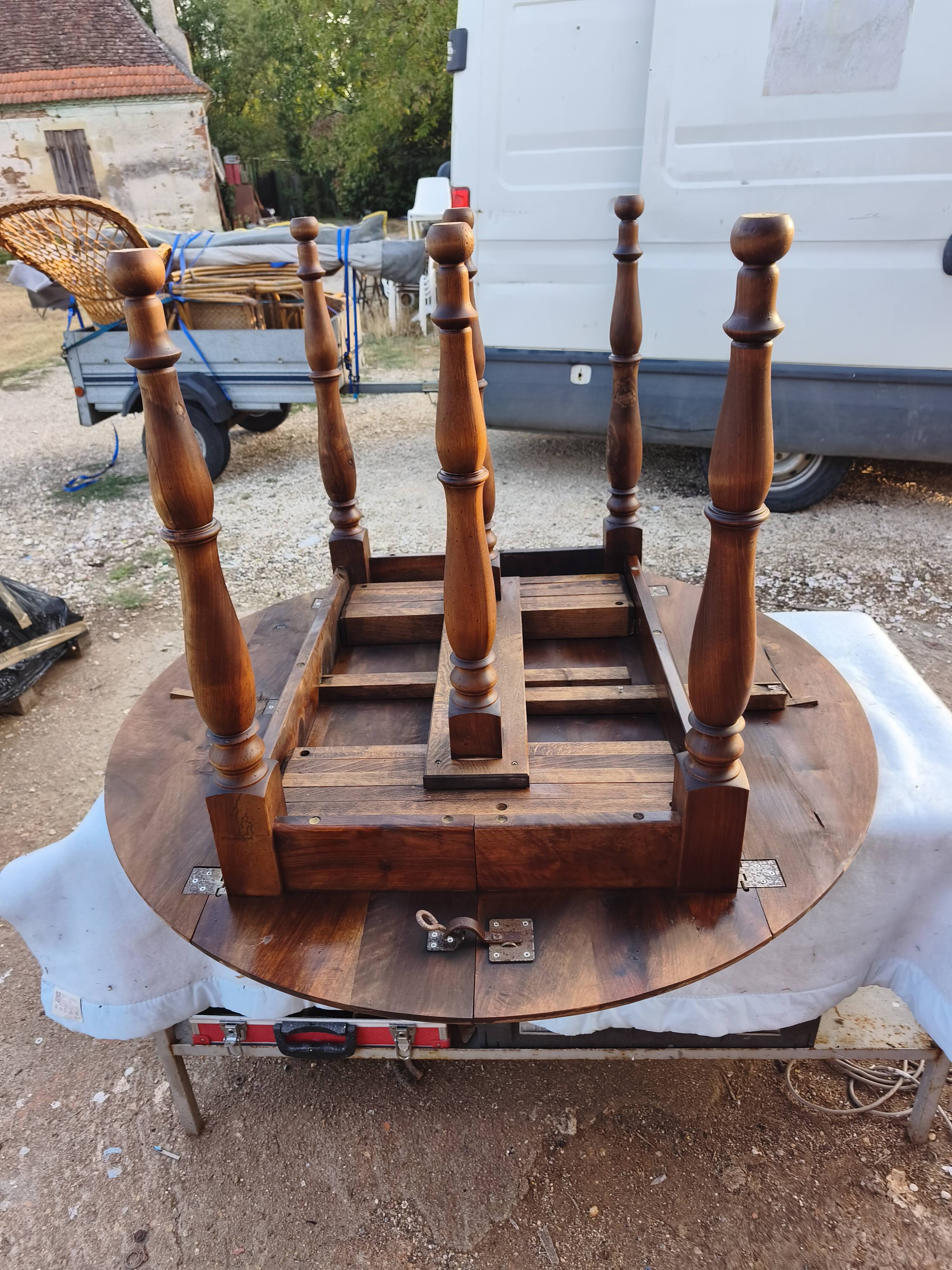 19th-century walnut drop-leaf table.