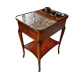Solid Walnut and Marble Refreshment Table – 19th Century