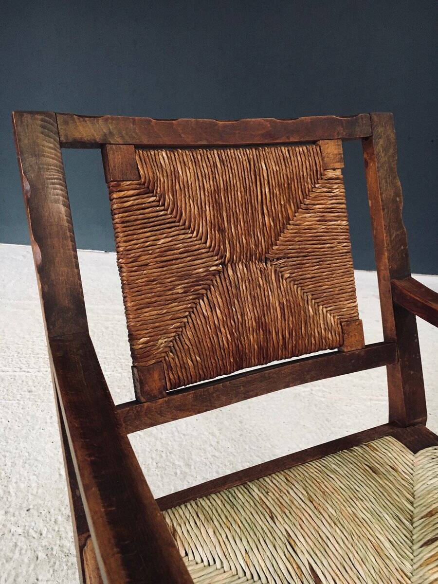 Arts & Crafts Handcrafted Low Lounge Armchairs, Belgium, 1920s, Set of 2