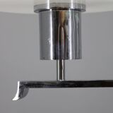 Art Deco chrome and sandblasted glass chandelier, Czechoslovakia, 1940s