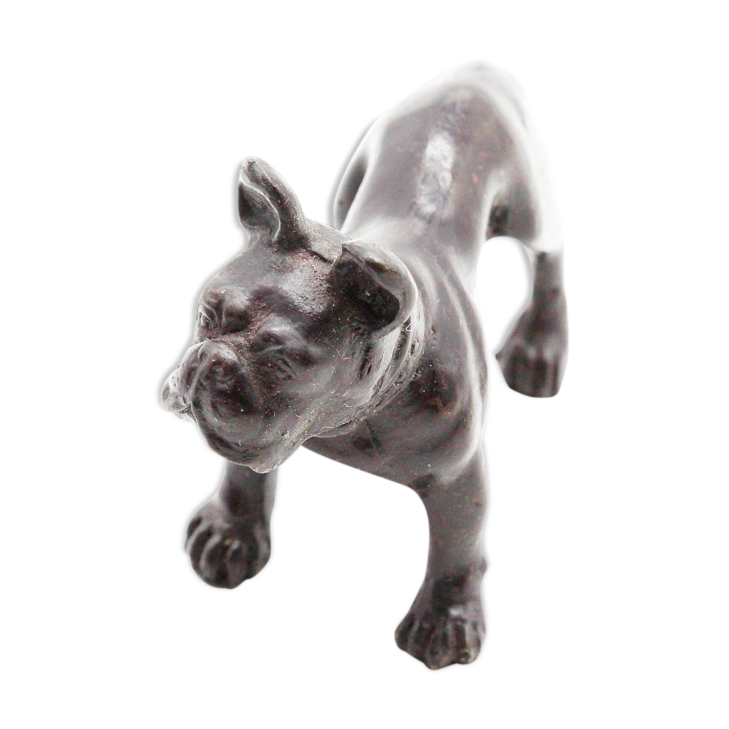 French brass bulldog statue