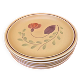 Années 1960 6 assiettes plates Ateliers du Revernay France (Digoin Saône-et-Loire)  Grès mat