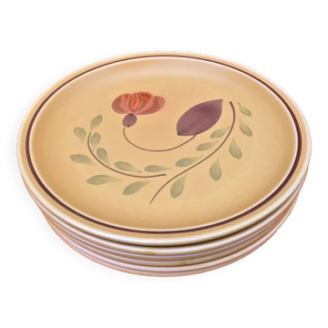 Années 1960 6 assiettes plates Ateliers du Revernay France (Digoin Saône-et-Loire)  Grès mat