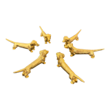 6 knife holders Dachshunds gilded metal