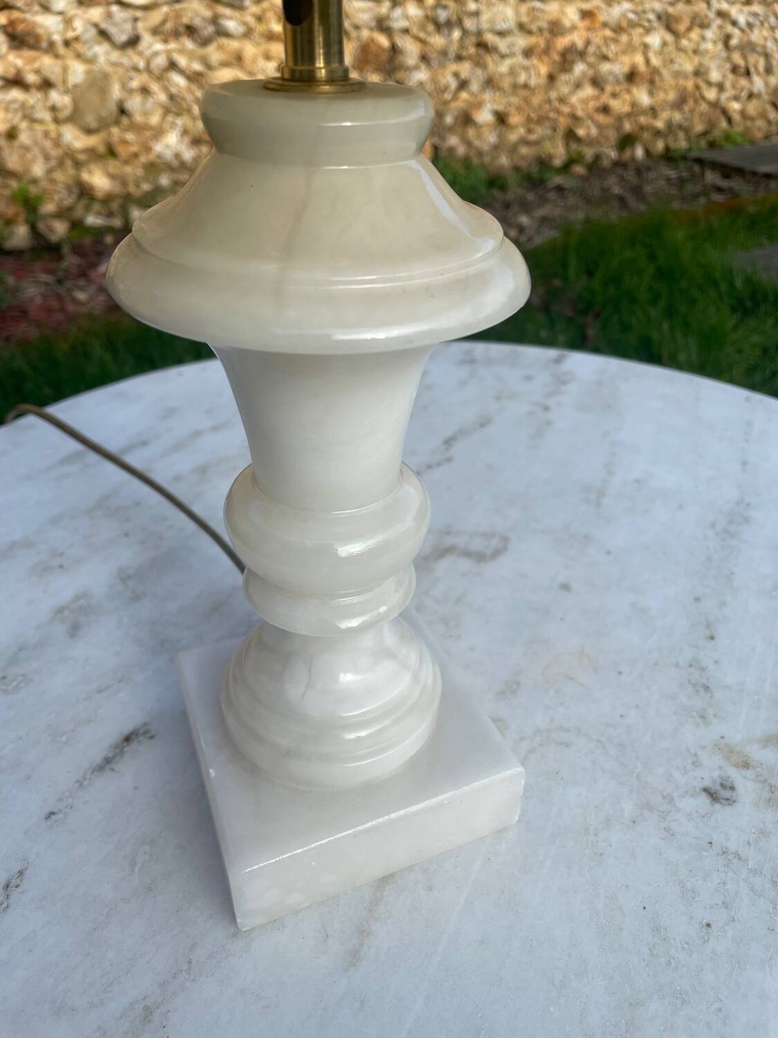 Vintage alabaster lamp base 1970