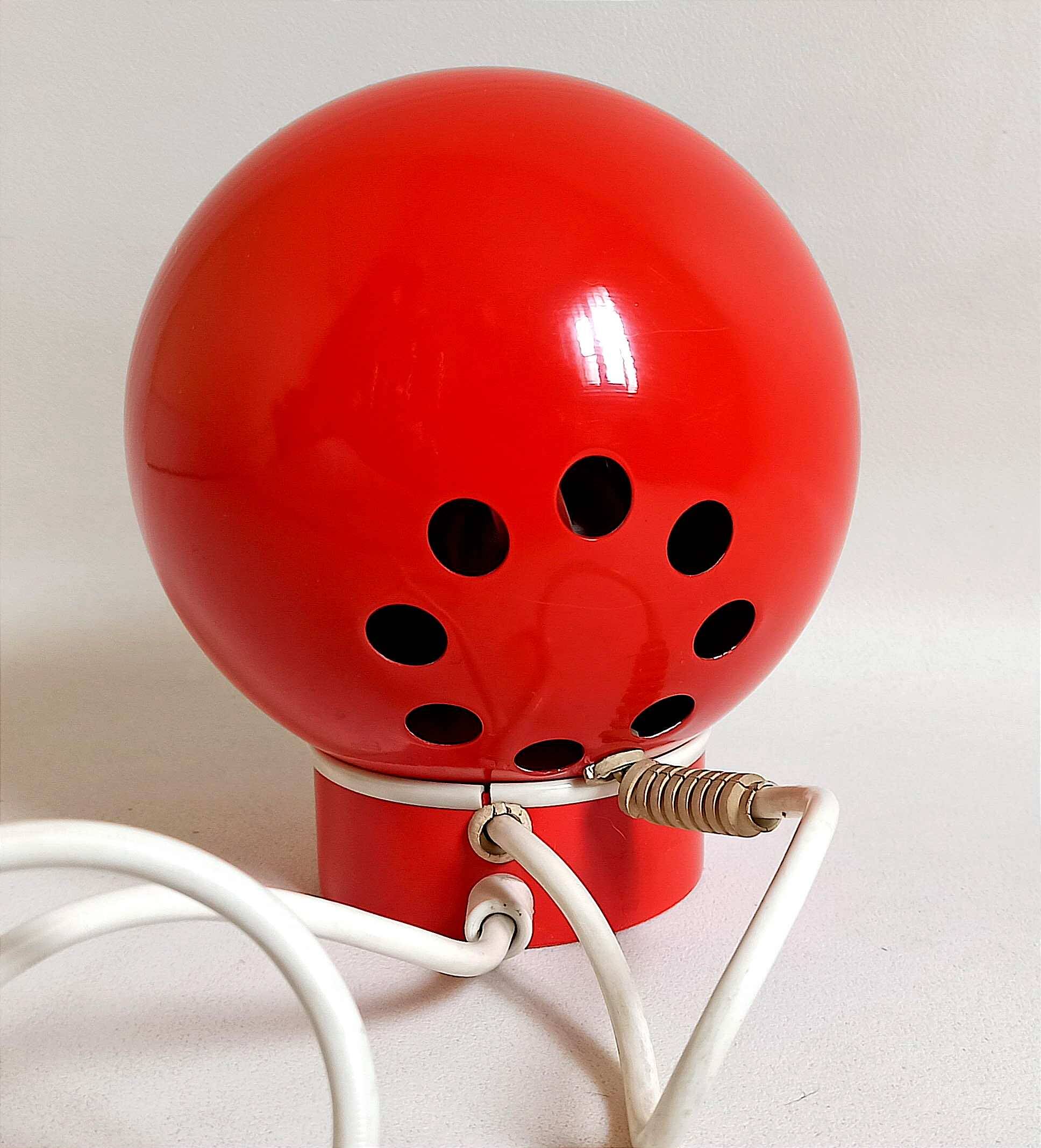 Bright Red Lita Ball Lamp Space Age 70s