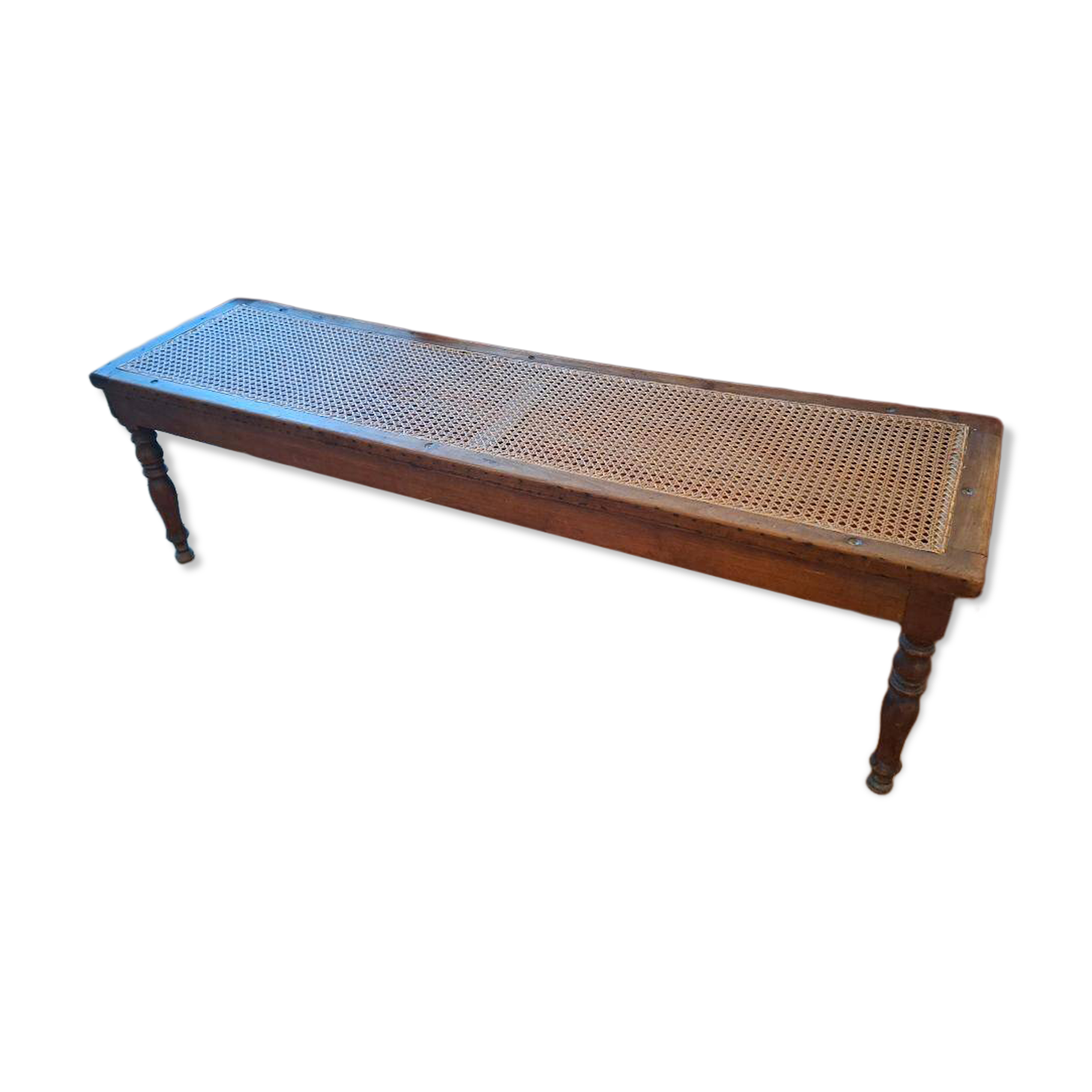 Banquette en bois et cannage