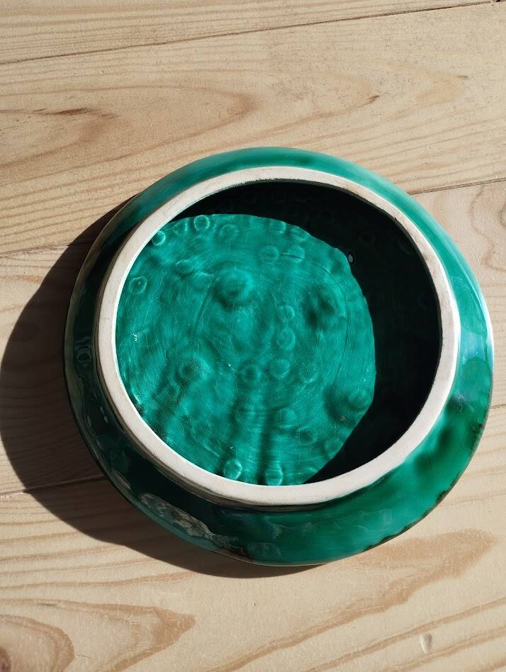 flat dish in slipware
