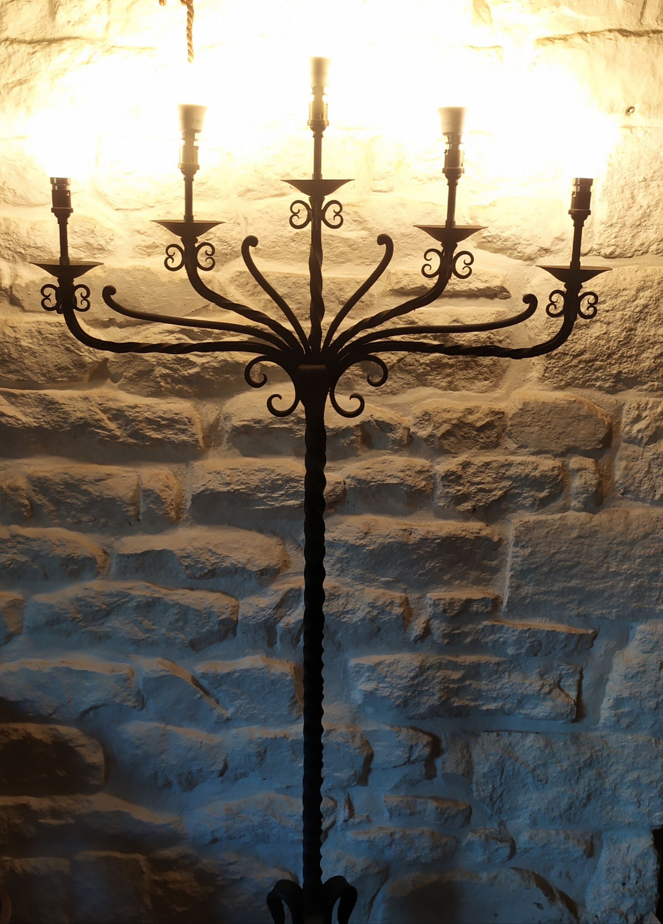 Chandelier 5 electrified high-time wrought iron lights