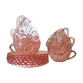 Lot de 6 tasses à thé rose avec sous-tasse rosaline service à thé Arcoroc Luminarc
