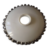 Vintage French Opaline Glass Pendant Light Shade - Frilled Clear Glass Edge