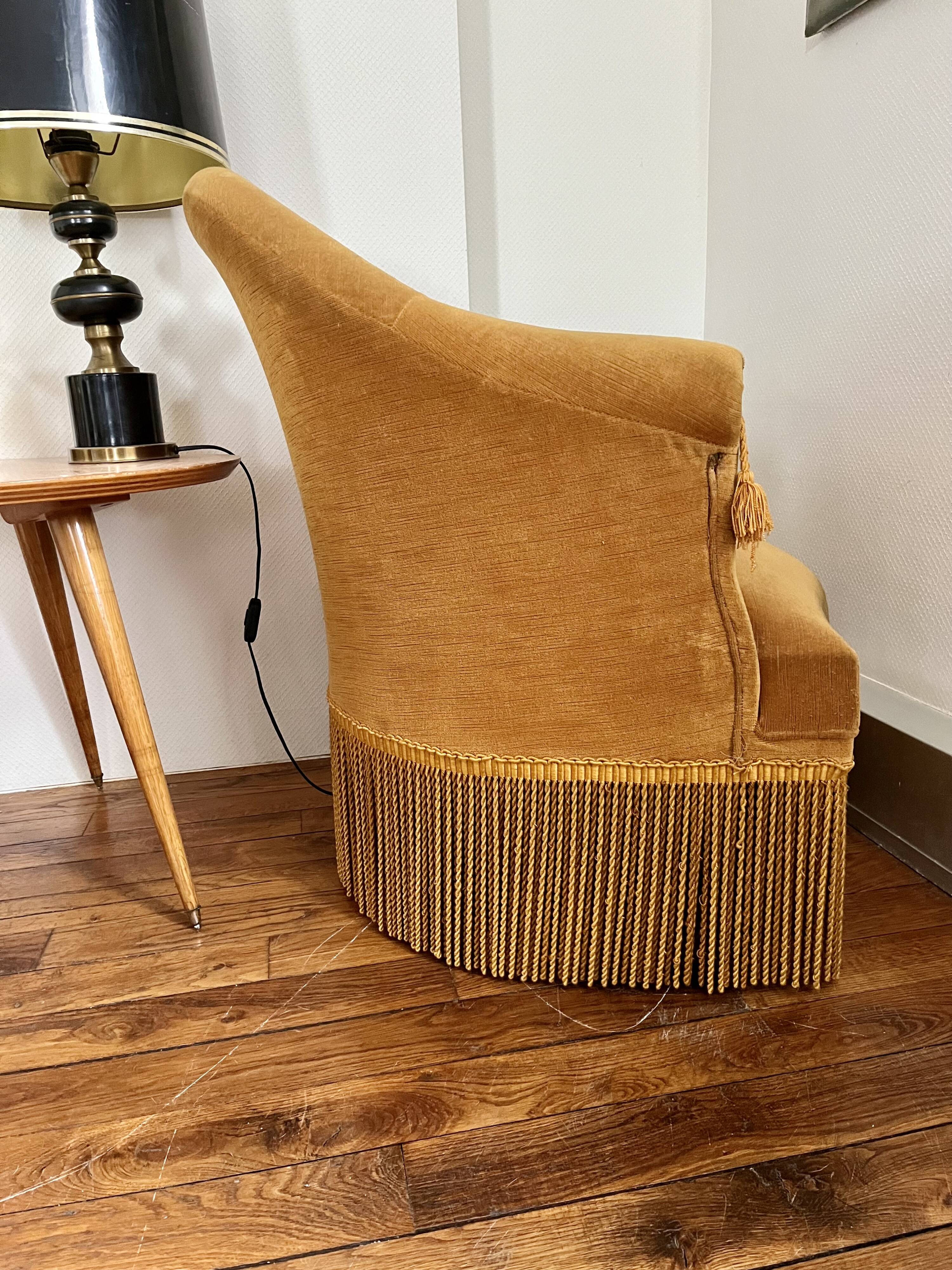 Vintage velvet Toad armchair