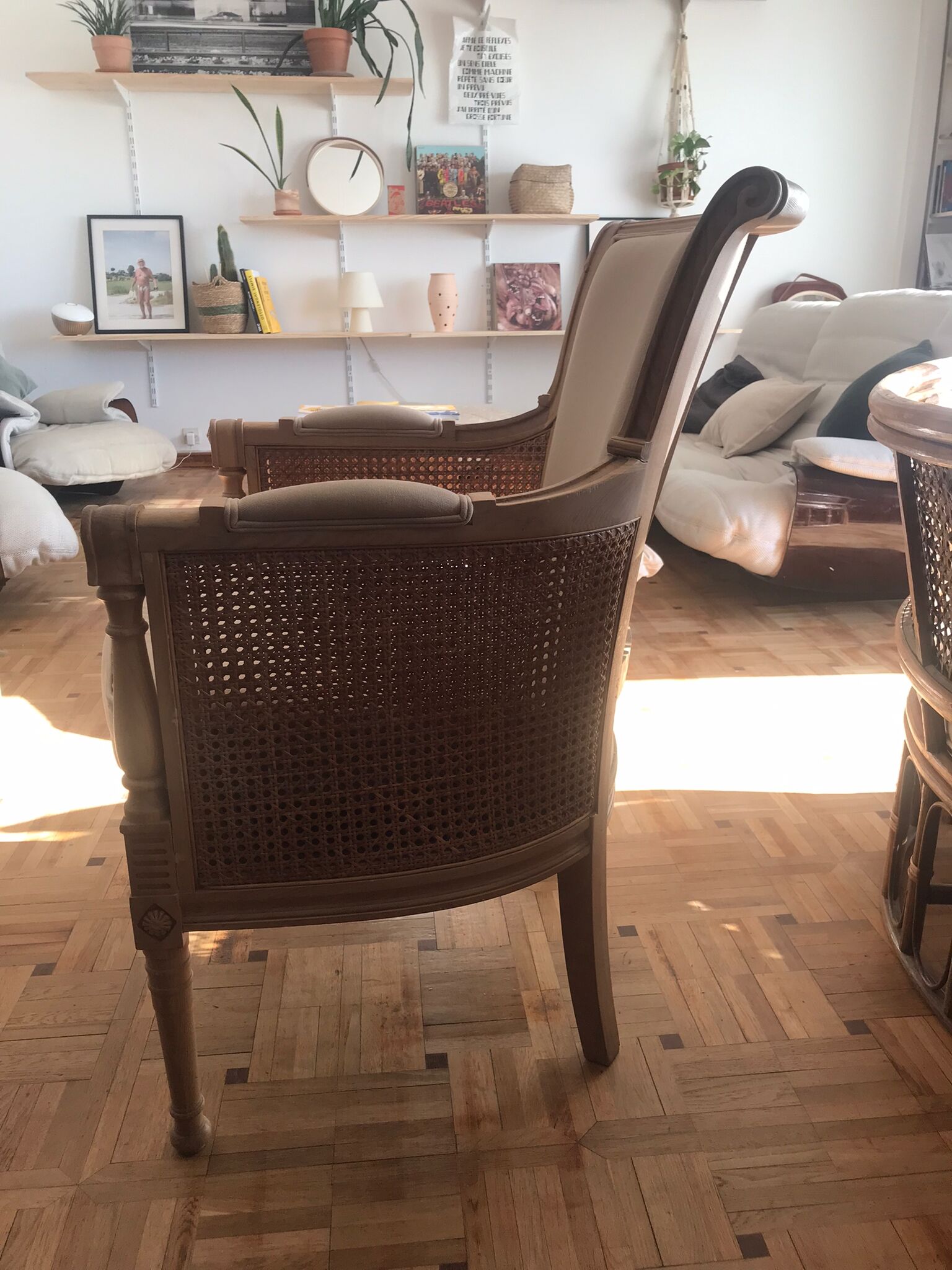Wicker fauteil, beige