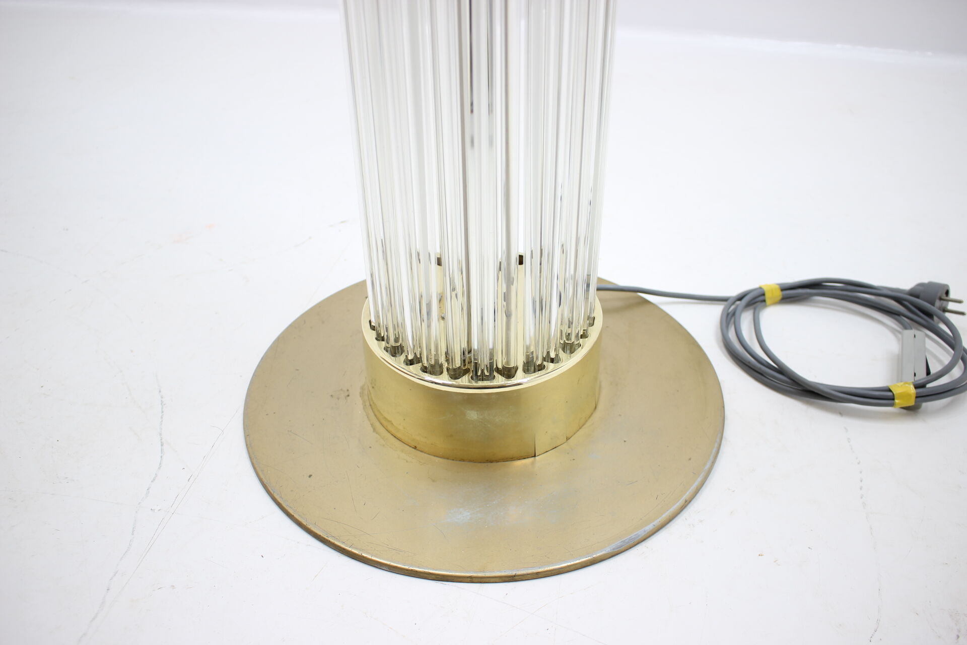 Mid-century rare design brass and Art glass modern floor lamp Kamenický Šenov/Preciosa, 1960´s