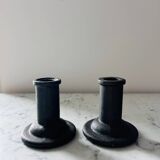 Brutalist cast iron candlestick holders