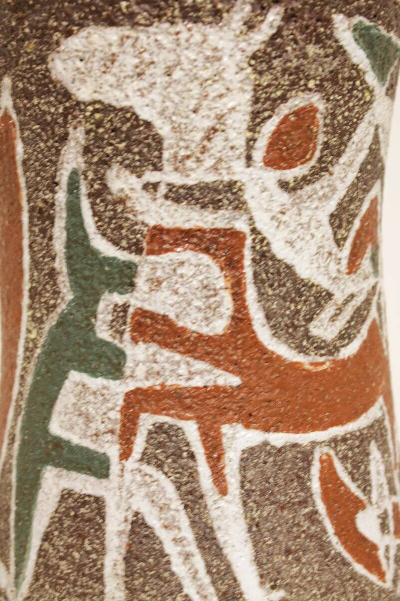 Vase with modernist/primitive art decoration - Accolay pottery