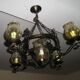 Lustre et ses 2 appliques en fer forgé 1960