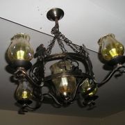 Lustre et ses 2 appliques en fer forgé 1960