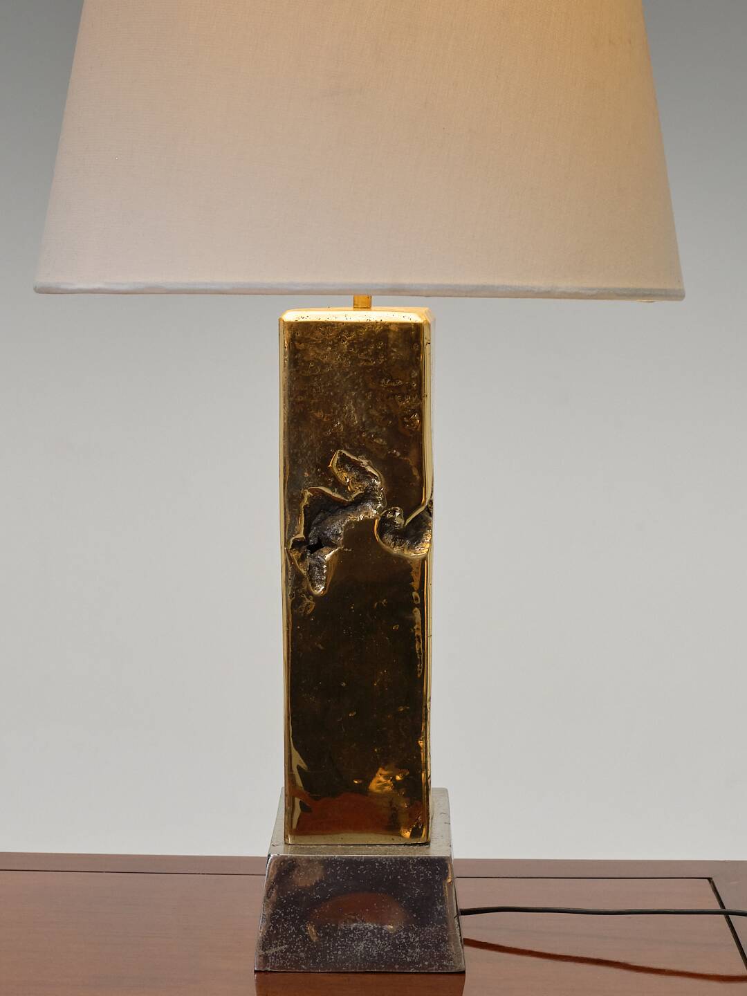 BRUTALIST BRONZE LAMP, DAVID MARSHALL, 1980s