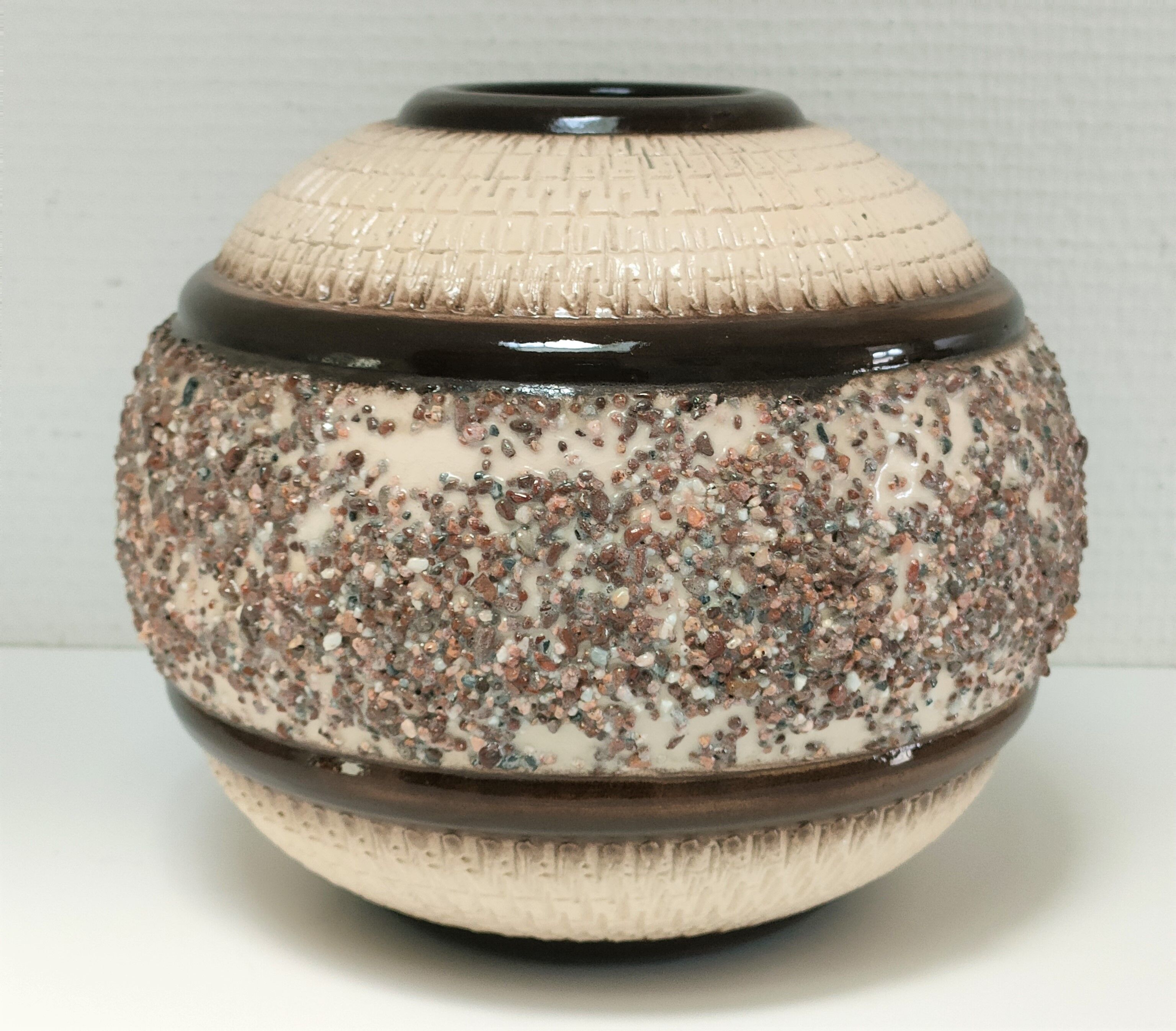 Vase boule céramique Art Déco à décor minéral