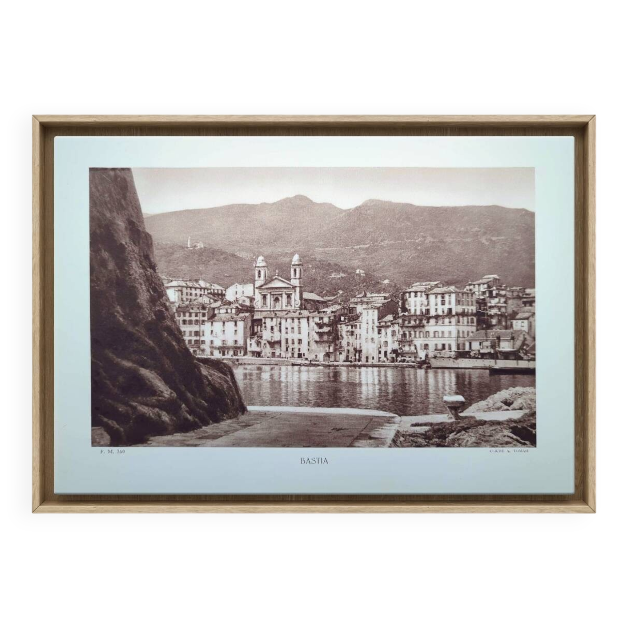 Bastia, vintage Corsica, photo plate printed in 1935.