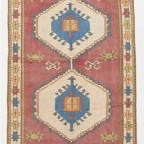 4x7 Burgundy & Beige Vintage Oushak Rug, 132x190Cm