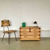 Smal drawer cabinet bamboo ratan 1970
