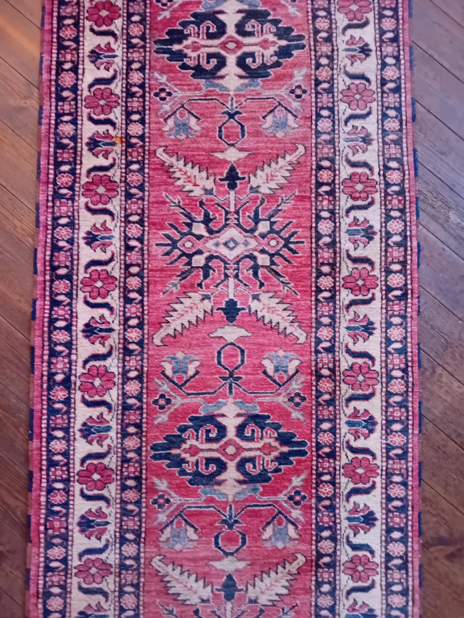 Handmade Pakistani Kazak Runner Rug 335x88cm
