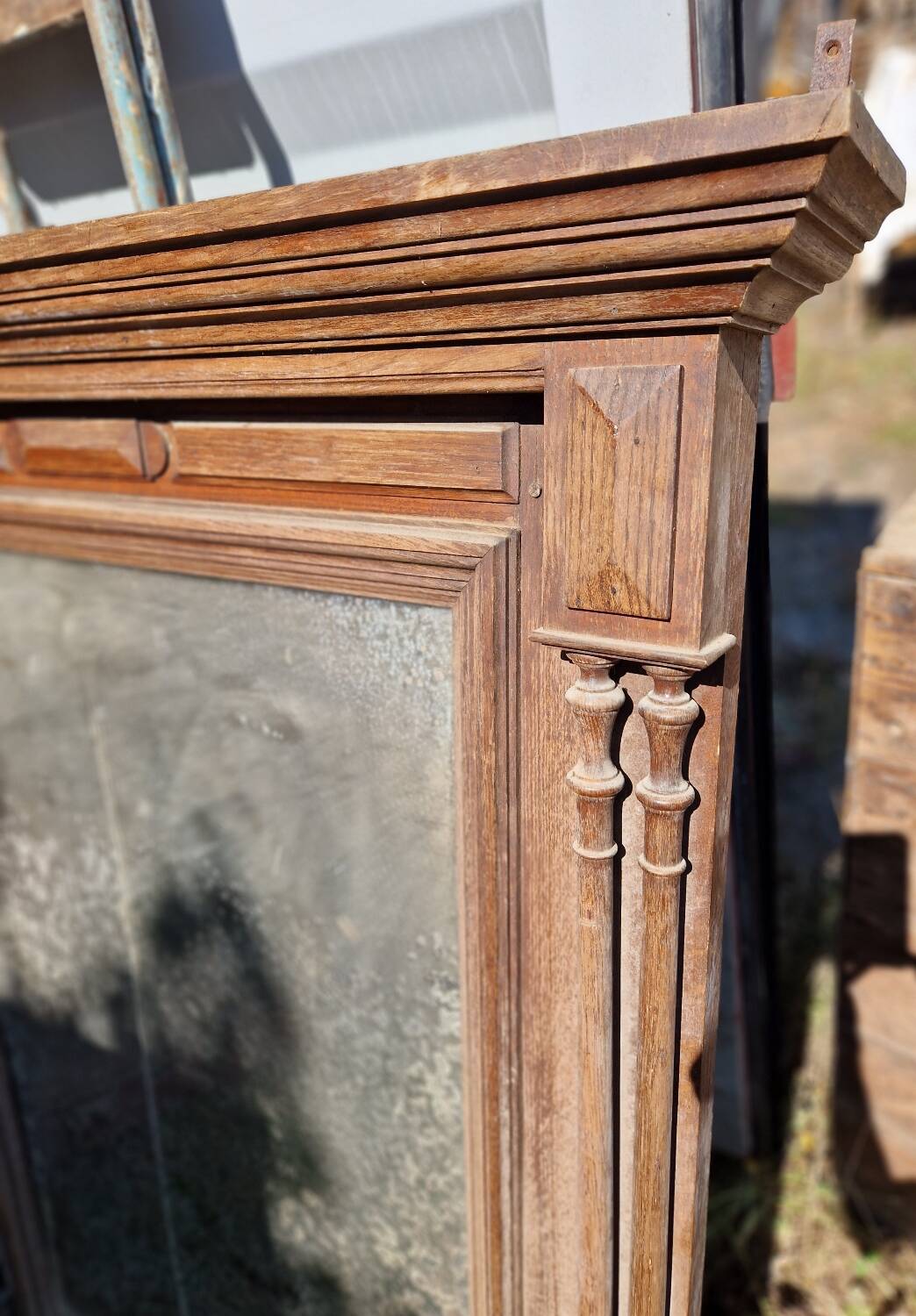 Antique oak trumeau mirror