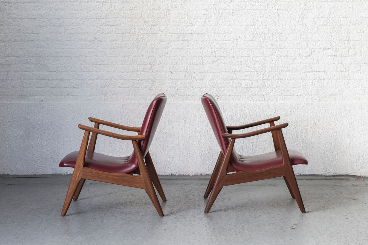 Set easy chairs by louis van teeffelen for wébé, dutch design, 1960s