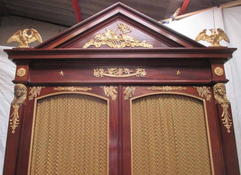 Acajou Library of Cuba Scd Empire decorated with 50 gilded bronzes