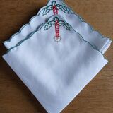 6 serviettes de table brodées anciennes 