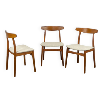 Teak Dining Chairs by Henning Kjaernulf for Bruno Hansen, 1960s, Set of 3