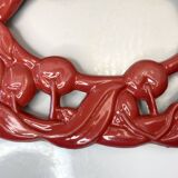 Cherry Pattern Enameled Cast Iron Trivet