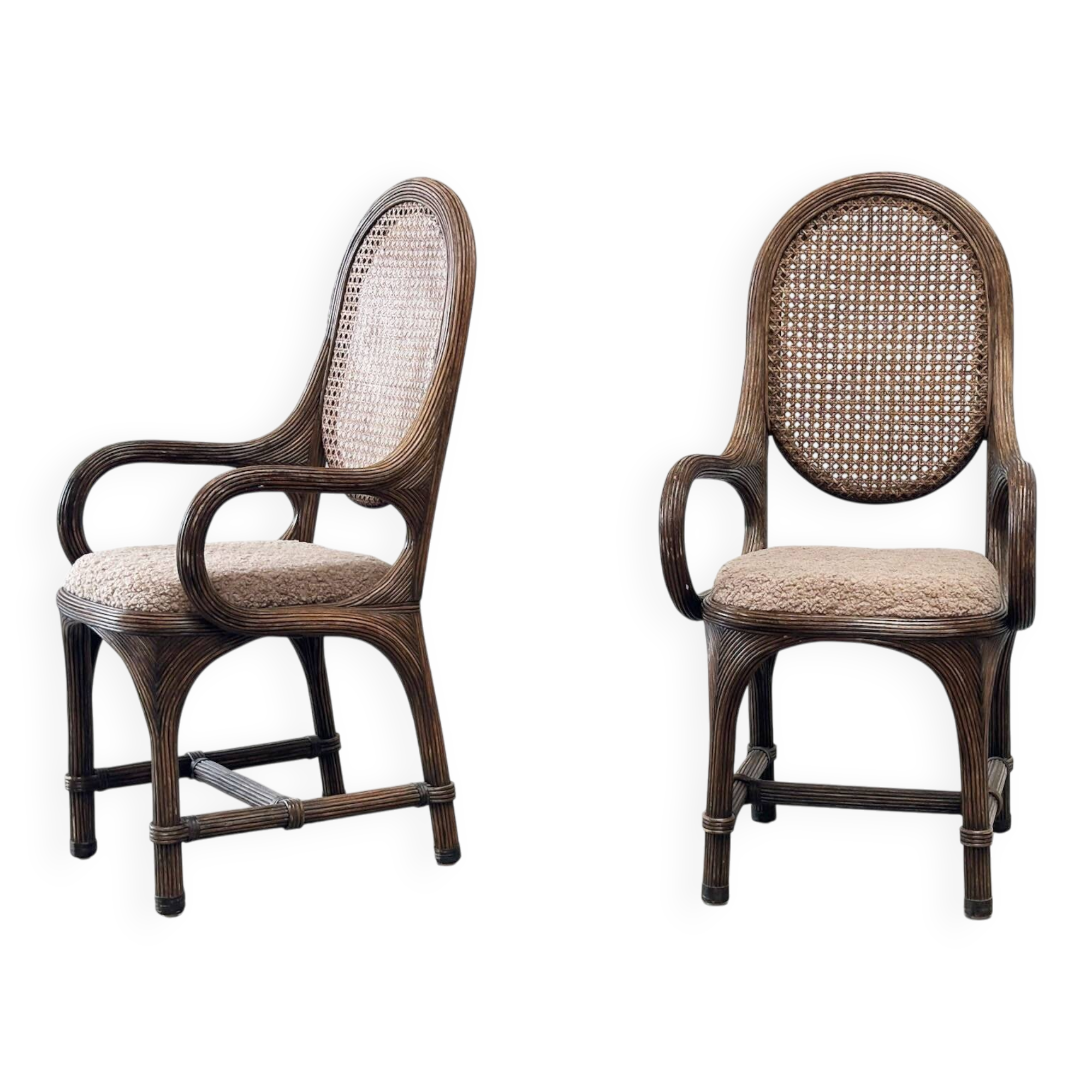 Ensemble de deux chaises d'appoint bohèmes sculpturales