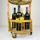 Vintage round service trolley in bamboo and rattan, 1960s