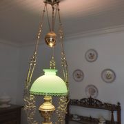 Suspension XIX eme bronze et opaline verte