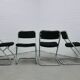 vintage set of x4 chrome tubular chairs black rib