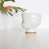 Vintage flower pot face, ceramic