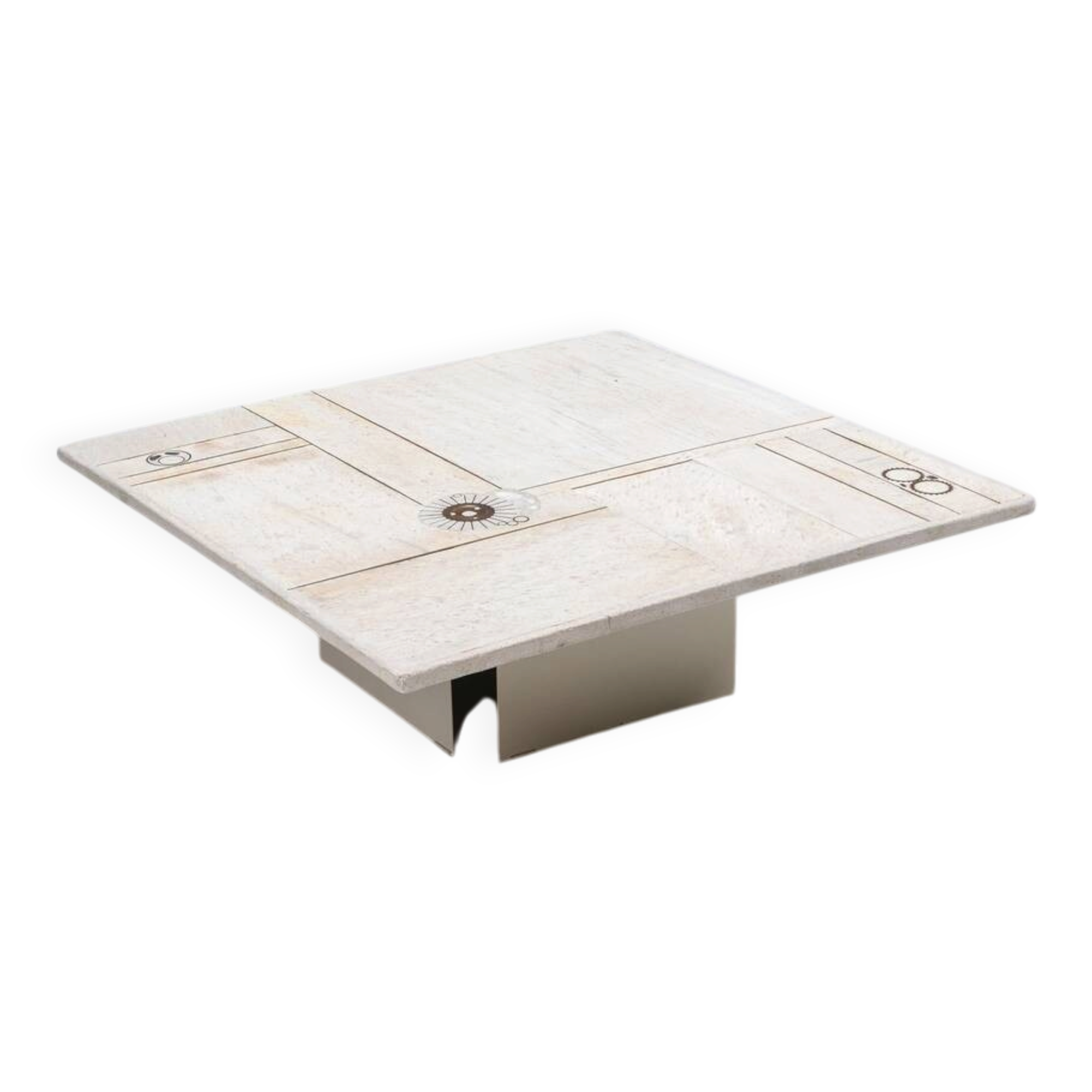Brutalist white square coffee table artwork The Netherlands 1970