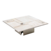 Table basse carrée blanche brutaliste œuvre d'art Pays-Bas 1970