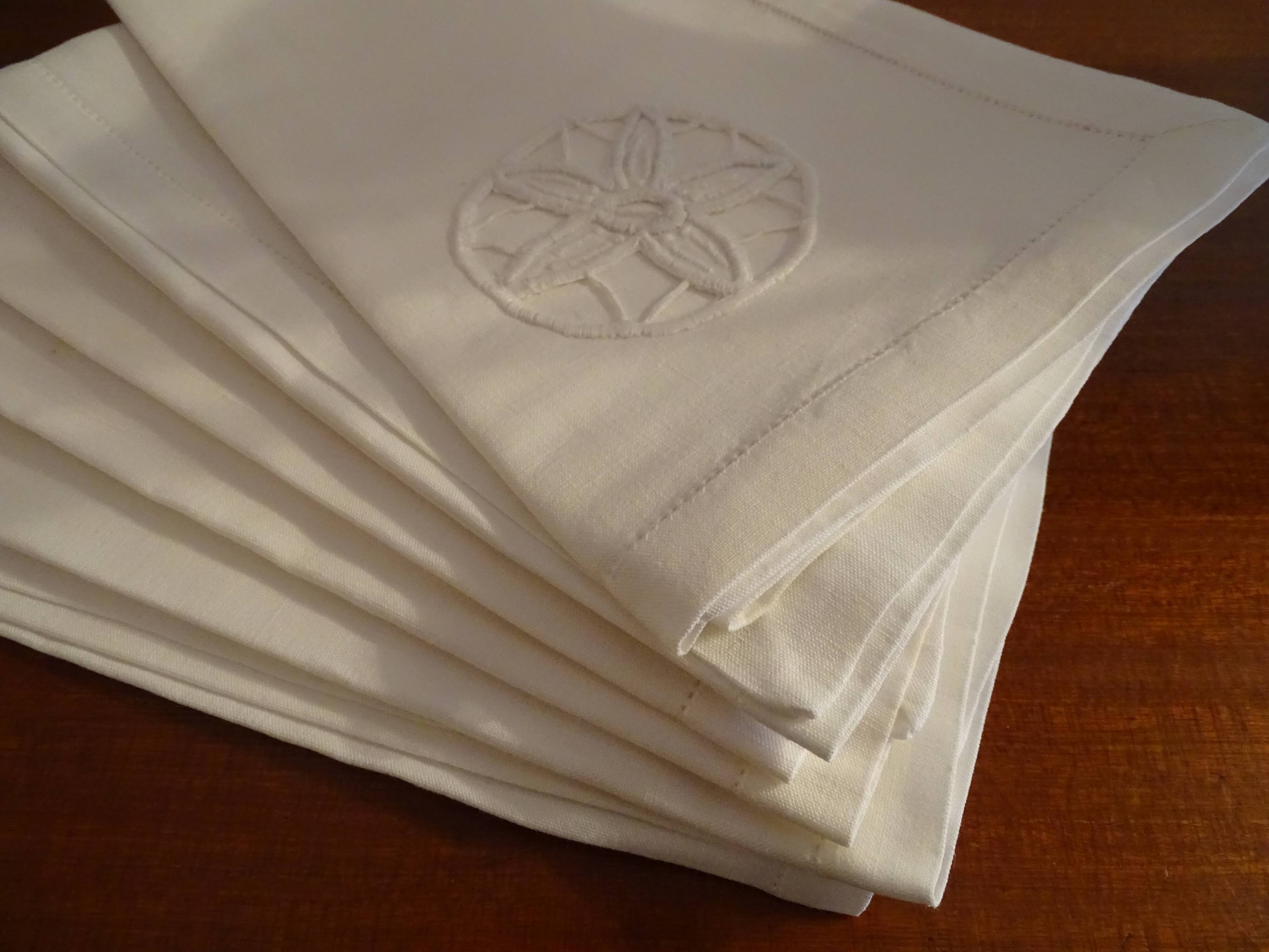 6 openwork napkins cotton mixed race 47 x 47 flower decoration