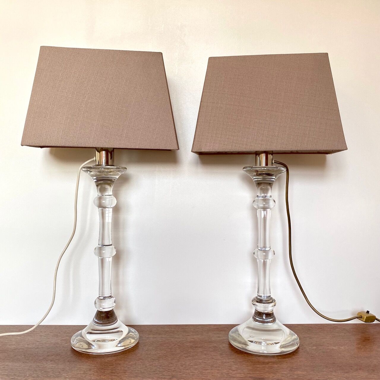 Pair Val Saint Lambert table Tiffany Lamps by Ingo Mauro