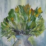 Aquarelle 'Vase au Bouquet 1967' signé de BUAZAUX