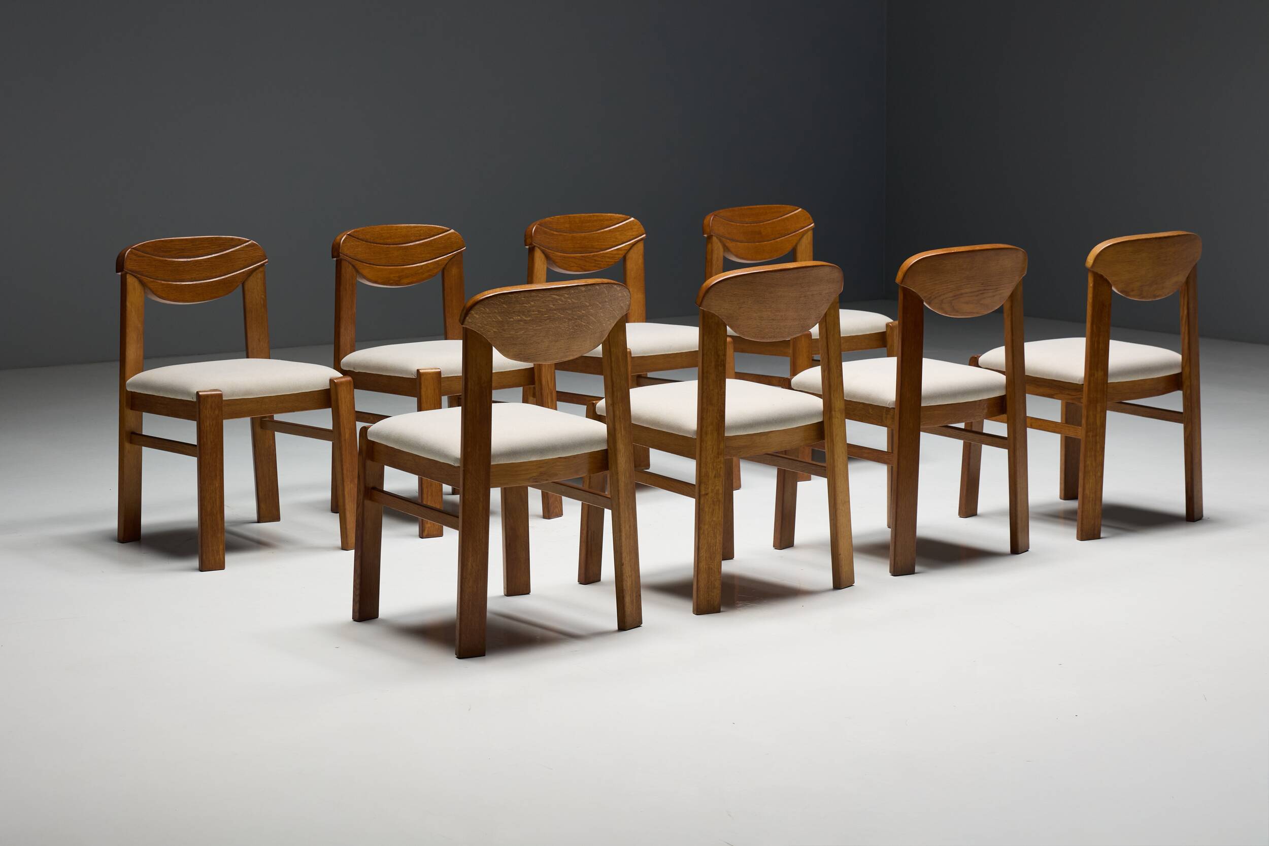 Brutalist dining chairs, France, 1960s