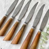 6 Vintage Horn Knives Silver Steel Blade LEPINE A LYON France 19th Century