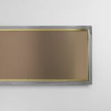 Large Mid-Century Belgo Chrome Mirror in Metal and Fumé Glass, Belgium 1980