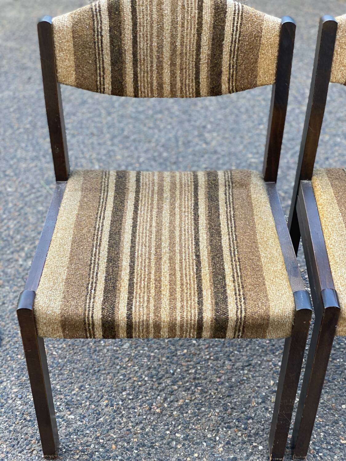 Set of 4 vintage Scandinavian Self chairs in solid wood and wool