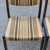 Set of 4 vintage Scandinavian Self chairs in solid wood and wool