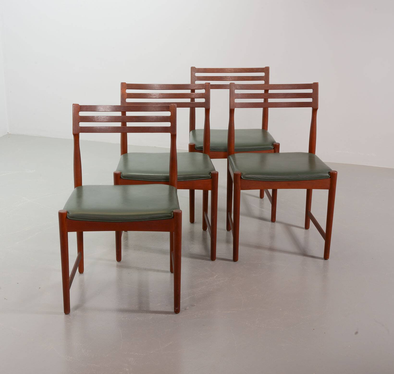 Bovenkamp Vintage Design Teak Wooden Dining Chairs with Leather Upholstery